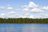 Fototapeta  - landscape with lake and blue sky