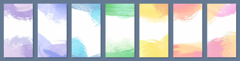 Wall Mural - Set of light colorful hand drawn vector watercolor backgrounds for poster, brochure or flyer