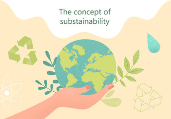 Wall Mural - Concept of sustainability or environmental protection. Vector illustration
