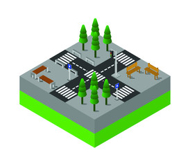 Poster - isometric road junction