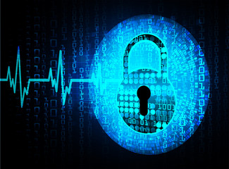 closed padlock on digital background, cyber security
