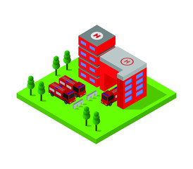 Wall Mural - isometric fire station