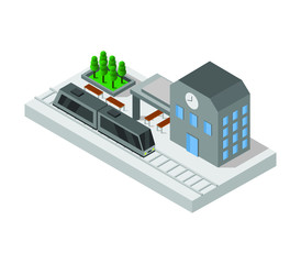 Sticker - isometric train station