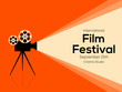 © thenatchdl - Movie and film poster design template background with vintage film camera