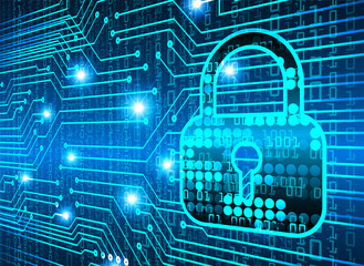 closed padlock on digital background, cyber security