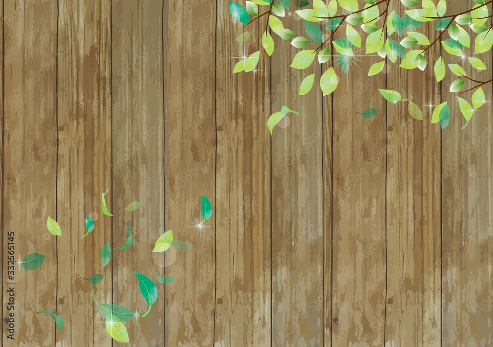 木目 背景 緑 アイビー 木材 木 フレーム おしゃれ ヴィンテージ アート 材木 年輪 木 Wall Mural Okaka08