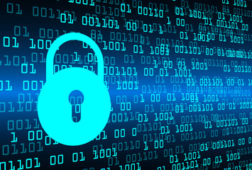 closed padlock on digital background, cyber security