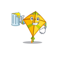 Poster - Cheerful kite mascot design with a glass of beer