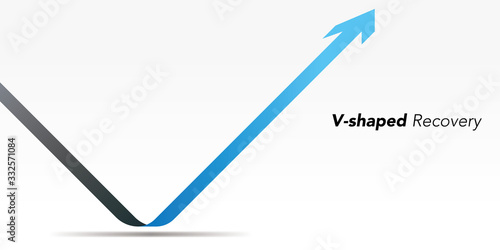 Cuadros en Lienzo V-shaped recovery arrow vector illustration