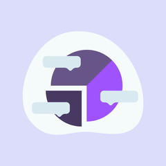 Wall Mural - pie chart business icon single isolated with modern purple color