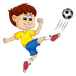 A boy playing soccer cartoon vector illustration