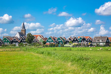 Marken Island, Beautiful Traditional Fisherman Village Houses, Typical Dutch Landscape, North Holland, Netherlands