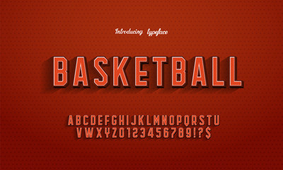 Canvas Print - 'Basketball' Vintage 3D Octagonal Alphabet. Retro Basketball Typeface. Sport Jersey Font. Vector Illustration.