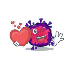 Sticker - A romantic cartoon design of nyctacovirus holding heart