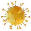 Coronavirus COVID-19. Close-up yellow coronavirus molecule on white background. 3D illustration.