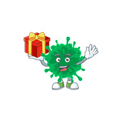 Sticker - A mascot design style of coronavirus pneumonia showing crazy face