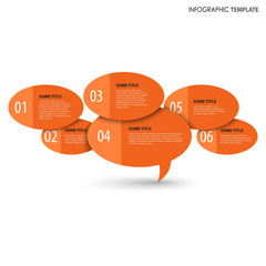 Wall Mural - Info graphic with speaking bubbles in orange design