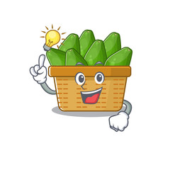 Poster - Have an idea gesture of avocado fruit basket mascot character design