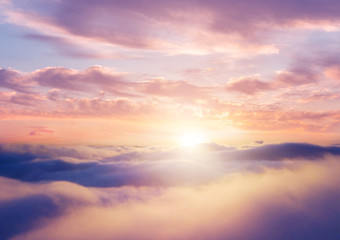 Wall Mural - beautiful sunrise cloudy sky from aerial view