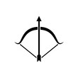 Vector bow and arrow icon on white background.