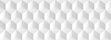 Abstract Cube Panoramic Background. White Graphic Design