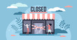 Closed business concept, flat tiny persons vector illustration