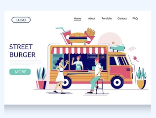 street burger vector website landing page design template