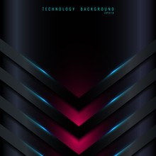 Abstract Technology Concept  3D Blue Angle Arrow Triangle Shapes Layers On Dark Background