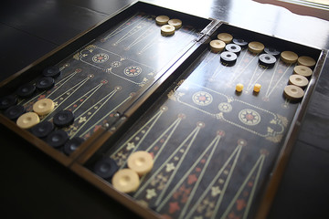 Wall Mural - backgammon traditional oriental game, macro background gambling