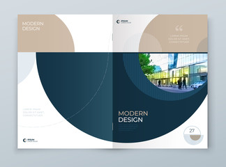 Wall Mural - Cover with minimal blue geometric design. Modern abstract background for Brochure, Placard, Report, Poster, Flyer, Banner etc. Eps10 vector template.