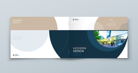 Wall Mural - Landscape Cover with minimal luxury geometric design. Modern abstract background for Horizontal Brochure, Placard, Report, Poster, Flyer, Banner etc. Eps10 vector template.
