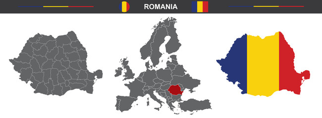 vector map set of Romania isolated on white background Kategorie Grafische Elemente