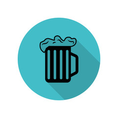 Poster - Beer mug with foam long shadow icon. Simple glyph, flat vector of web icons for ui and ux, website or mobile application