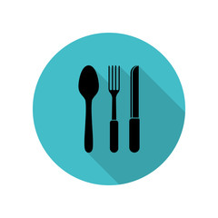 Wall Mural - Cutlery long shadow icon. Simple glyph, flat vector of web icons for ui and ux, website or mobile application