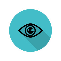 Eye long shadow icon. Simple glyph, flat vector of web icons for ui and ux, website or mobile application