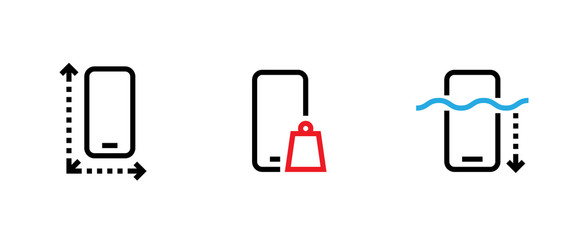 Wall Mural - Set of Phone tech specs icons. Editable line vector.