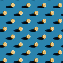 Repeating Pattern Of Fresh Lemons With Natural Sunlight And  Hard Shadow