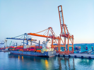 Container ship in the port of Gdynia, Poland