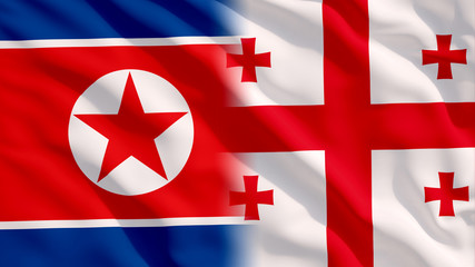 Wall Mural - Waving North Korea and Georgia Flags