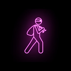 Wall Mural - Cool thief neon icon. Simple thin line, outline vector of male bag and luggage icons for ui and ux, website or mobile application