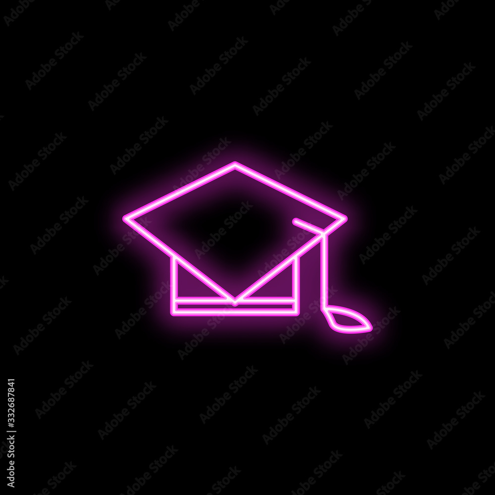 Graduate's cap neon icon. Simple thin line, outline vector of school ...