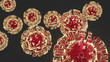 Coronavirus Covid-19 - closup virus al microscopio (illustrazione 3d)