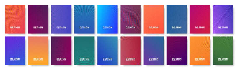 Wall Mural - Abstract geometric patterns collection. Gradients covers design. Set of business brochure, applicable for placards, banners, posters, flyers set. Vector illustration.