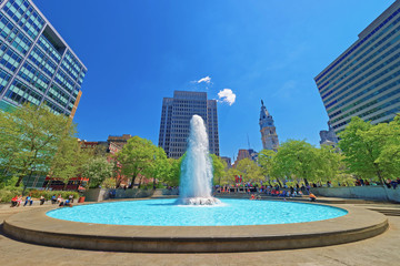 Wall Mural - Splash of water in fountain in Love Park in Philadelphia