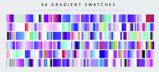 Aufkleber - Set of neon retrowave and vaporwave gradient swatched for design. UI kit, fancy modern trendy palette.