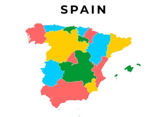 Wall Mural - Spain Map Vector Colorful - Blank map of Spain administrative divisions colorful vector illustration