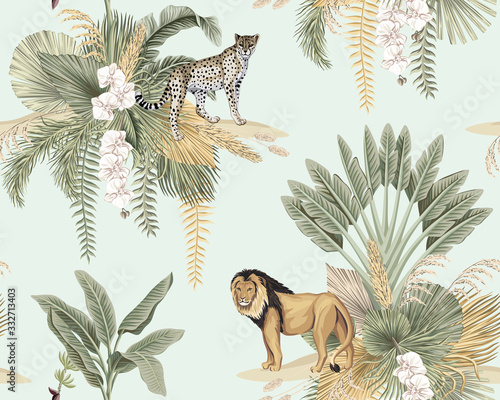 Vintage tropical banana tre...