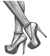 sexy woman legs with black shoes vector