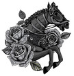 Horse with flowers in the mane on white background vector illustration