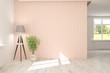 © AntonSh - White empty room with pink wall, lamp and green home plant. Scandinavian interior design. 3D illustration